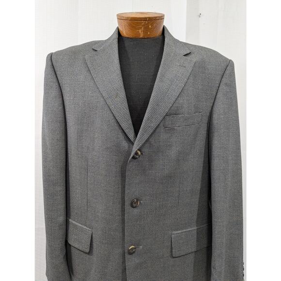 OSCAR DE LA RENTA! BLACK & DOVE GRAY WOOL MICRO PLAID JACKET, SPORT COAT! SZ 42R - Picture 4 of 10